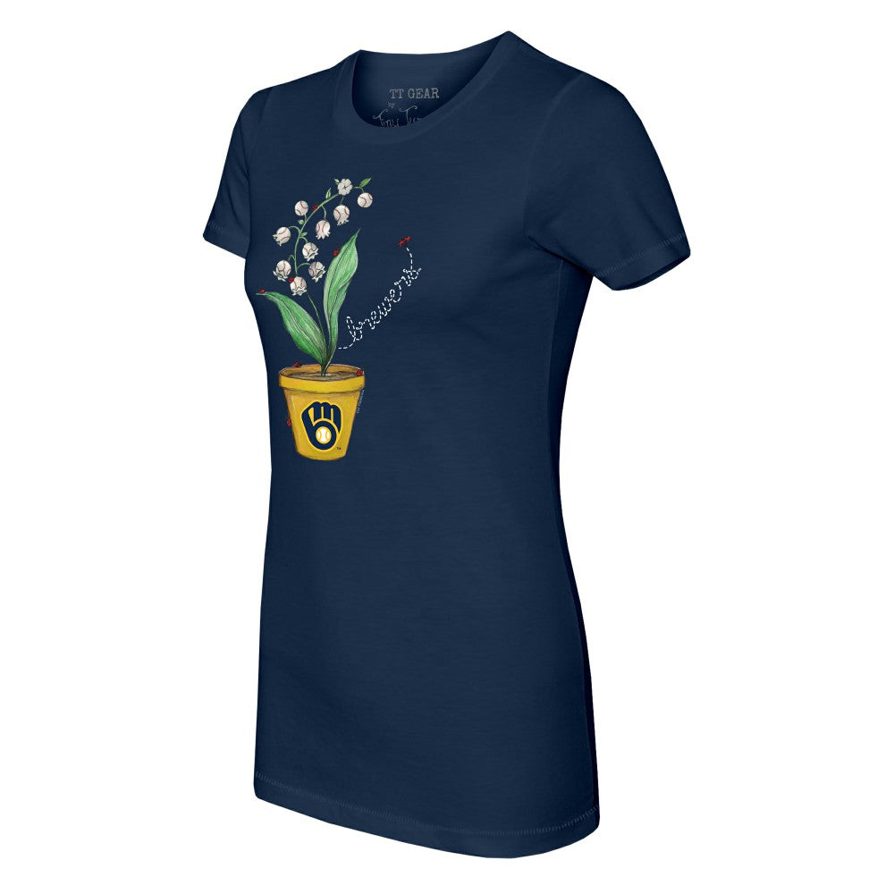 Milwaukee Brewers Tiny Turnip Women's Lilies & Ladybugs T-Shirt Lifestyle