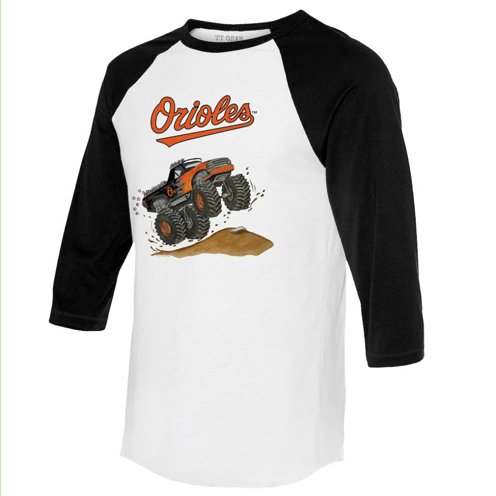 Baltimore Orioles Tiny Turnip Unisex Monster Truck 3/4-Sleeve Raglan T-Shirt Near Me