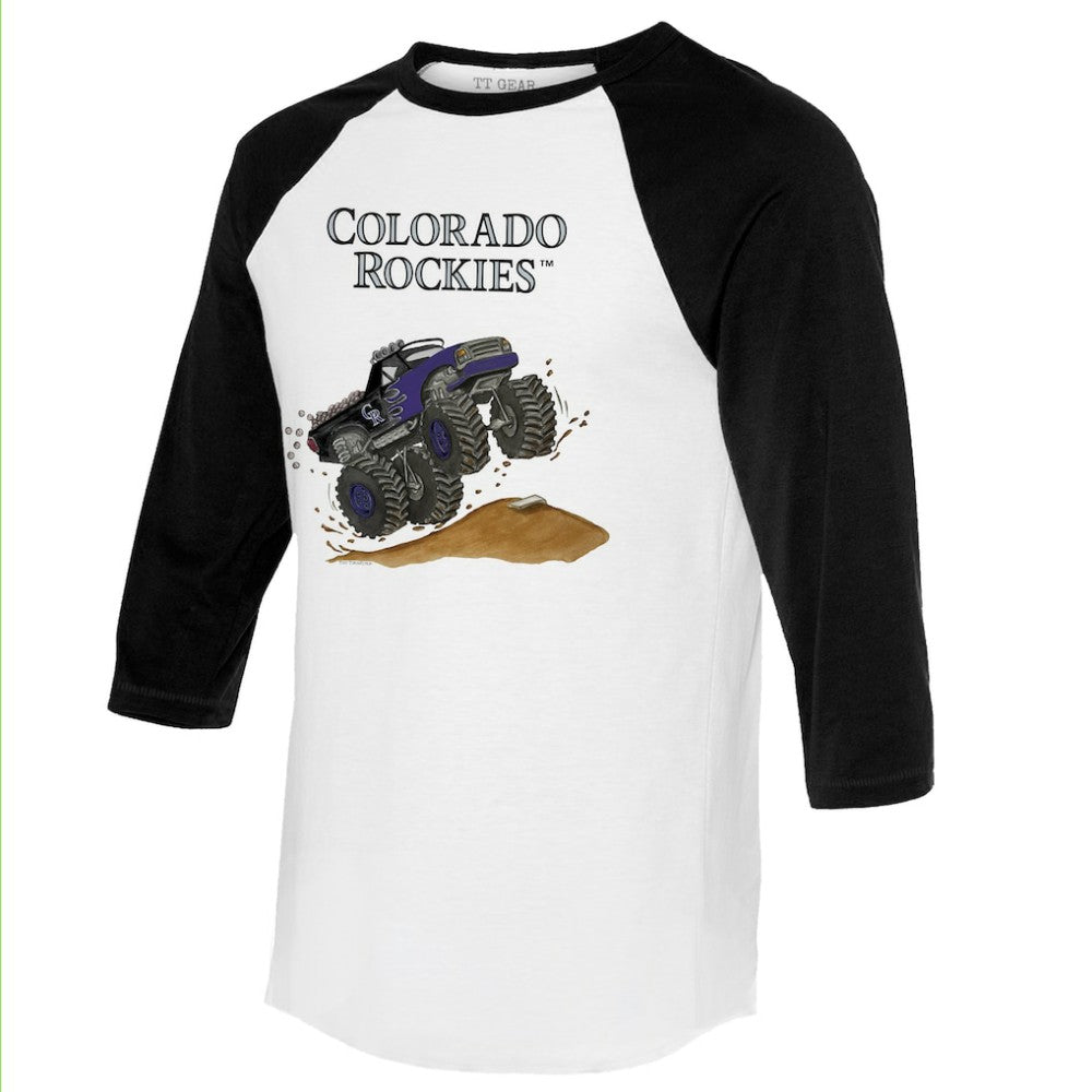 Colorado Rockies Tiny Turnip Unisex Monster Truck 3/4-Sleeve Raglan T-Shirt On Sale