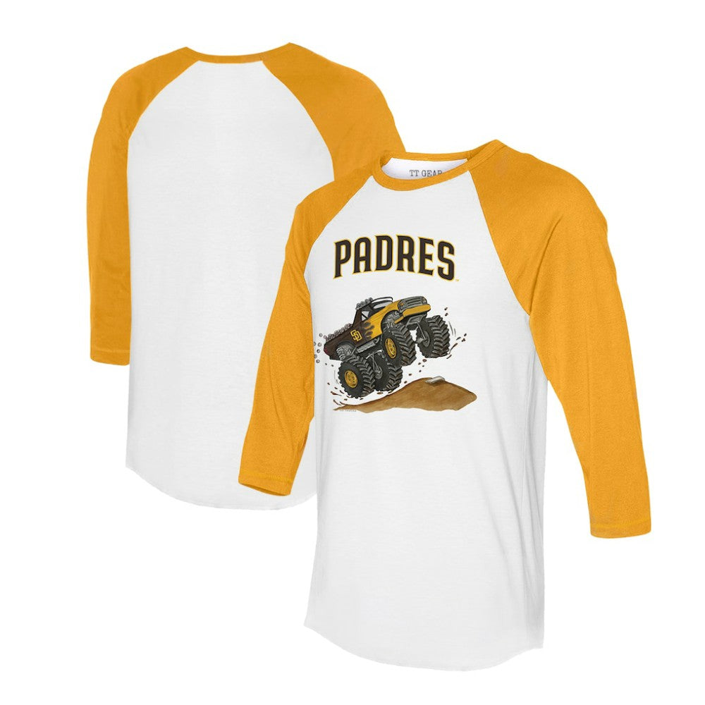 San Diego Padres Tiny Turnip Unisex Monster Truck 3/4-Sleeve Raglan T-Shirt On Sale