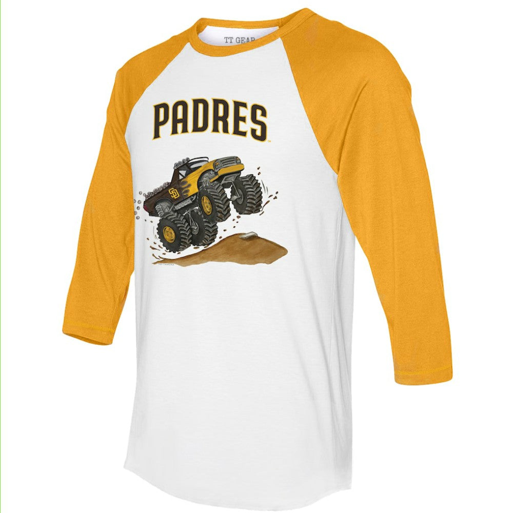 San Diego Padres Tiny Turnip Unisex Monster Truck 3/4-Sleeve Raglan T-Shirt On Sale