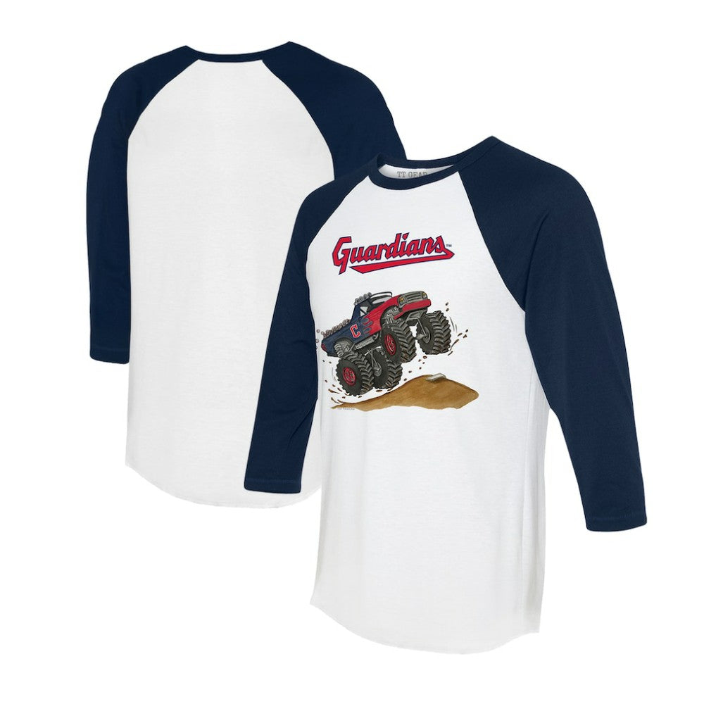 Cleveland Guardians Tiny Turnip Unisex Monster Truck 3/4-Sleeve Raglan T-Shirt Clearance