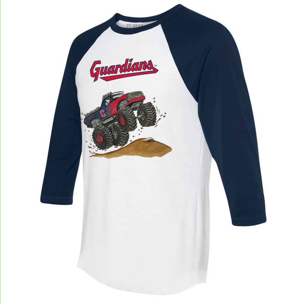 Cleveland Guardians Tiny Turnip Unisex Monster Truck 3/4-Sleeve Raglan T-Shirt Clearance