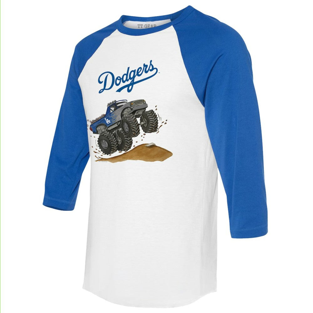 Los Angeles Dodgers Tiny Turnip Unisex Monster Truck 3/4-Sleeve Raglan T-Shirt for sale