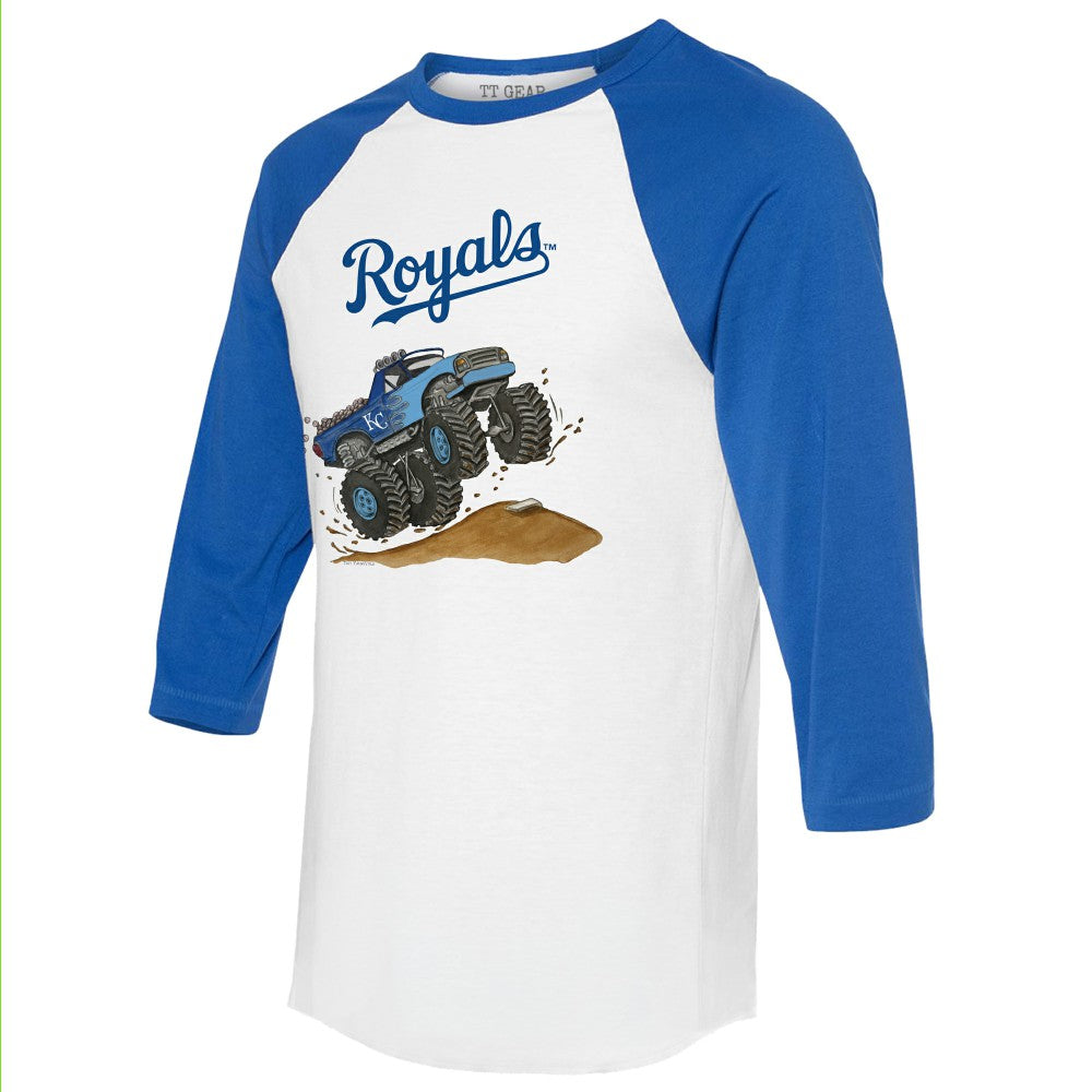 Kansas City Royals Tiny Turnip Unisex Monster Truck 3/4-Sleeve Raglan T-Shirt On Sale