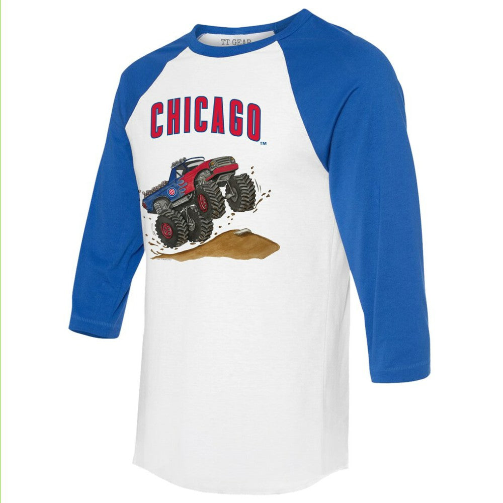 Chicago Cubs Tiny Turnip Unisex Monster Truck 3/4-Sleeve Raglan T-Shirt Clearance