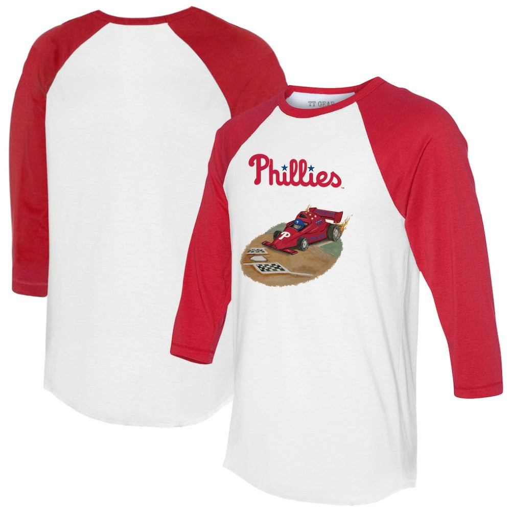 Philadelphia Phillies Tiny Turnip Unisex Race Car 3/4-Sleeve Raglan T-Shirt for sale