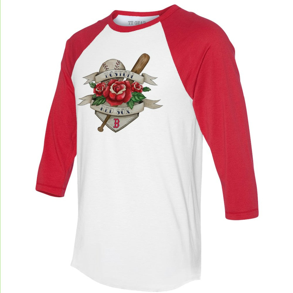 Boston Red Sox Tiny Turnip Unisex Tattoo Rose 3/4-Sleeve Raglan T-Shirt discount