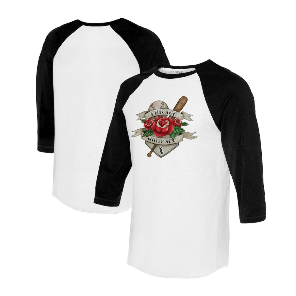 Chicago White Sox Tiny Turnip Unisex Tattoo Rose 3/4-Sleeve Raglan T-Shirt discount