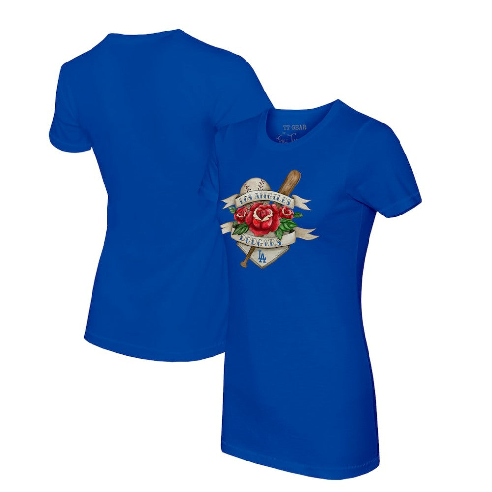 Los Angeles Dodgers Tiny Turnip Women's Tattoo Rose T-Shirt On Sale