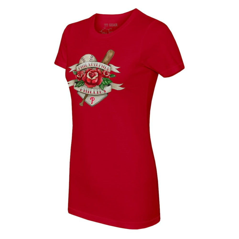 Philadelphia Phillies Tiny Turnip Women's Tattoo Rose T-Shirt Clearance