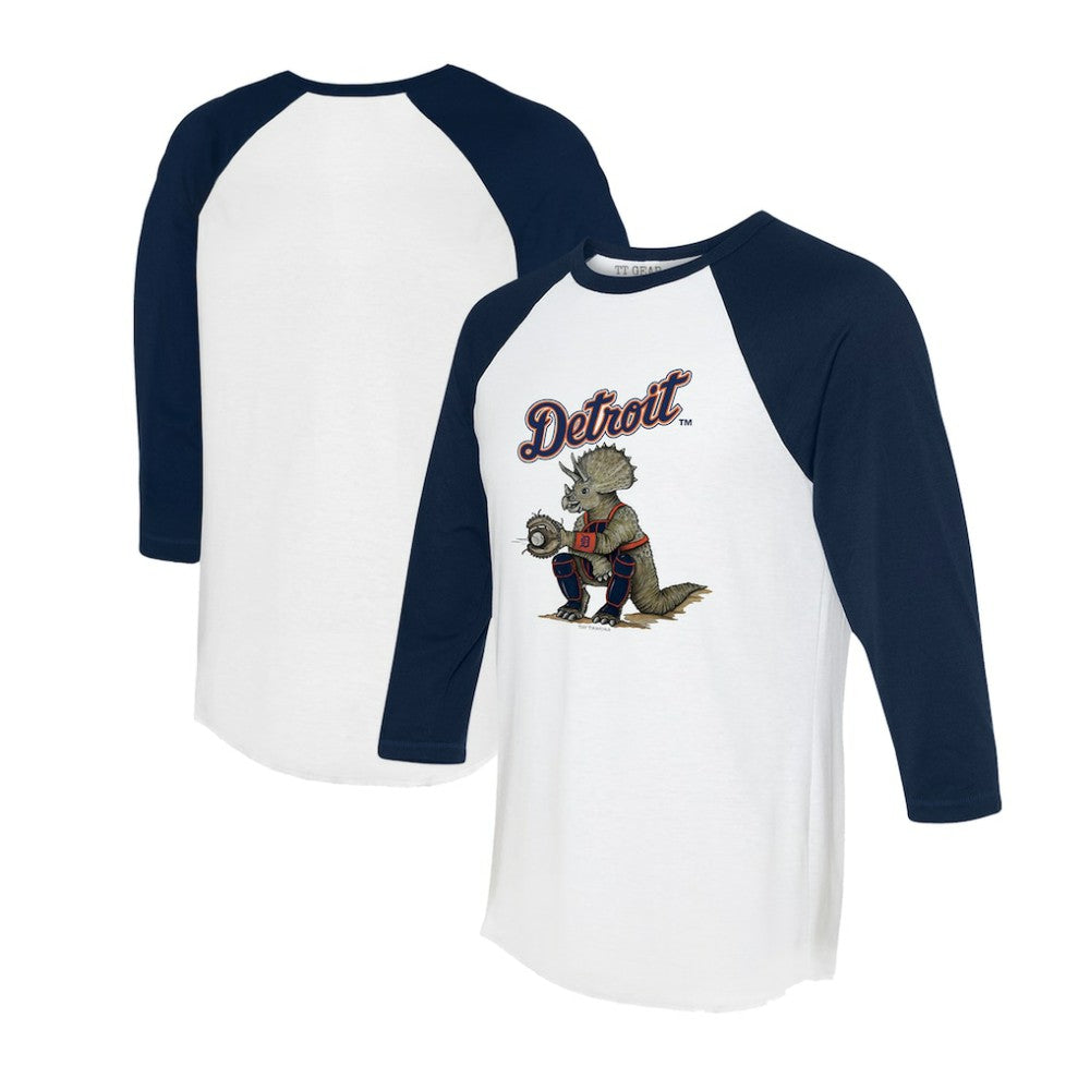 Detroit Tigers Tiny Turnip Unisex Triceratops 3/4-Sleeve Raglan T-Shirt Clearance
