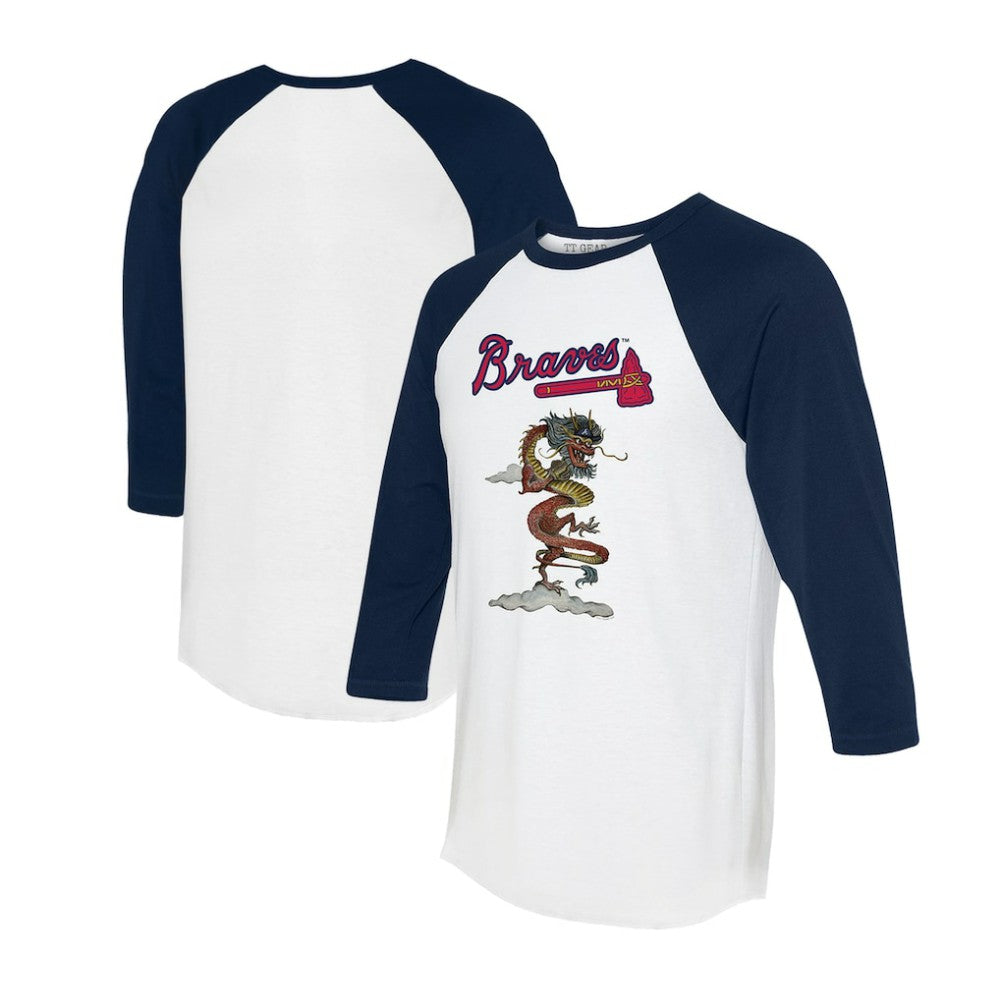 Atlanta Braves Tiny Turnip Unisex 2024 Year of the Dragon 3/4-Sleeve Raglan T-Shirt Clearance