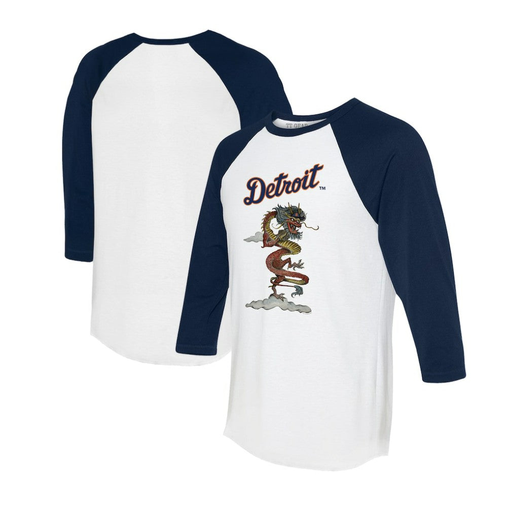 Detroit Tigers Tiny Turnip Unisex 2024 Year of the Dragon 3/4-Sleeve Raglan T-Shirt Lifestyle