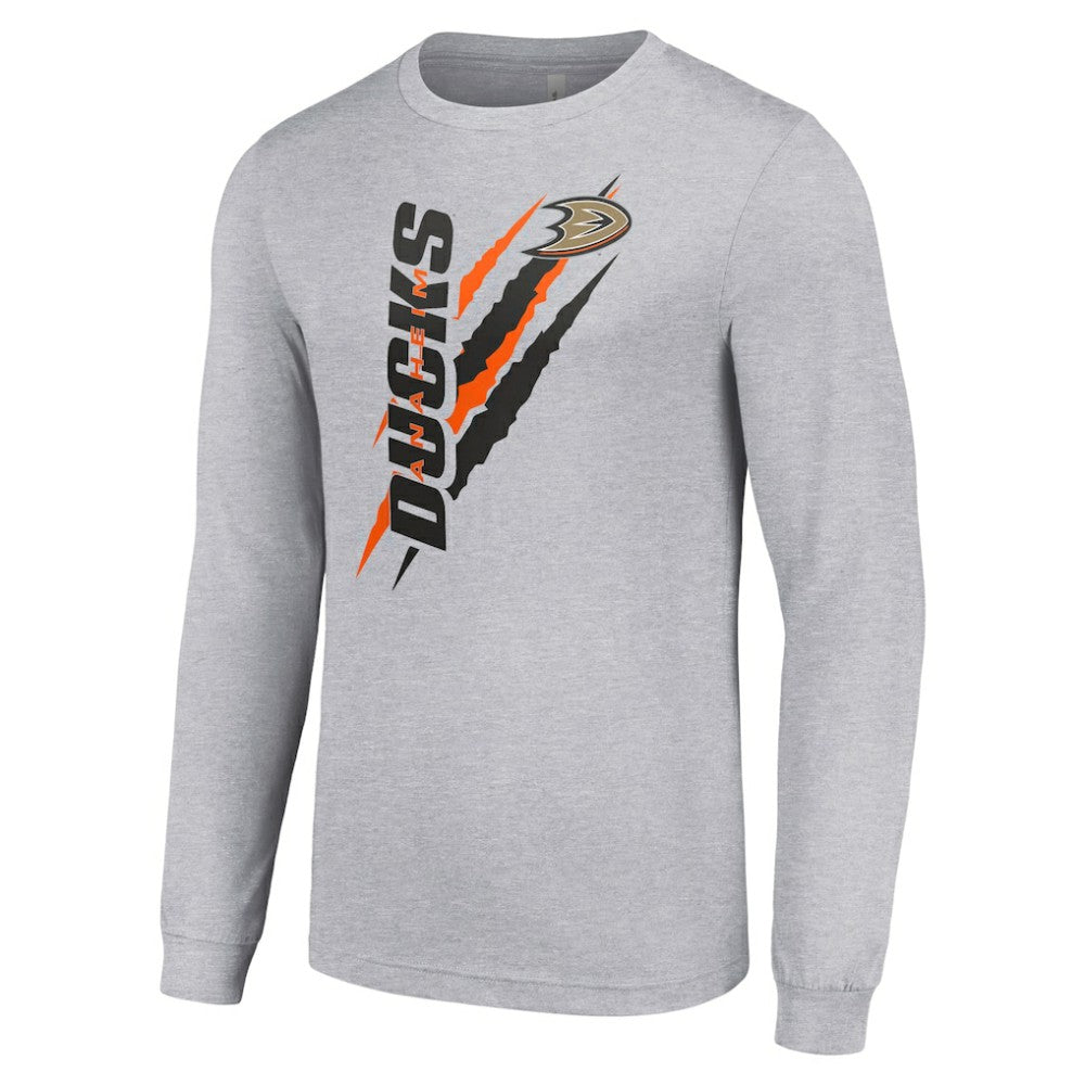 Anaheim Ducks - Starter Color Scratch Long-Sleeve T-Shirt Heather Gray