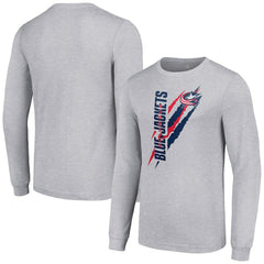 Columbus Blue Jackets - Starter Color Scratch Long-Sleeve T-Shirt Heather Gray