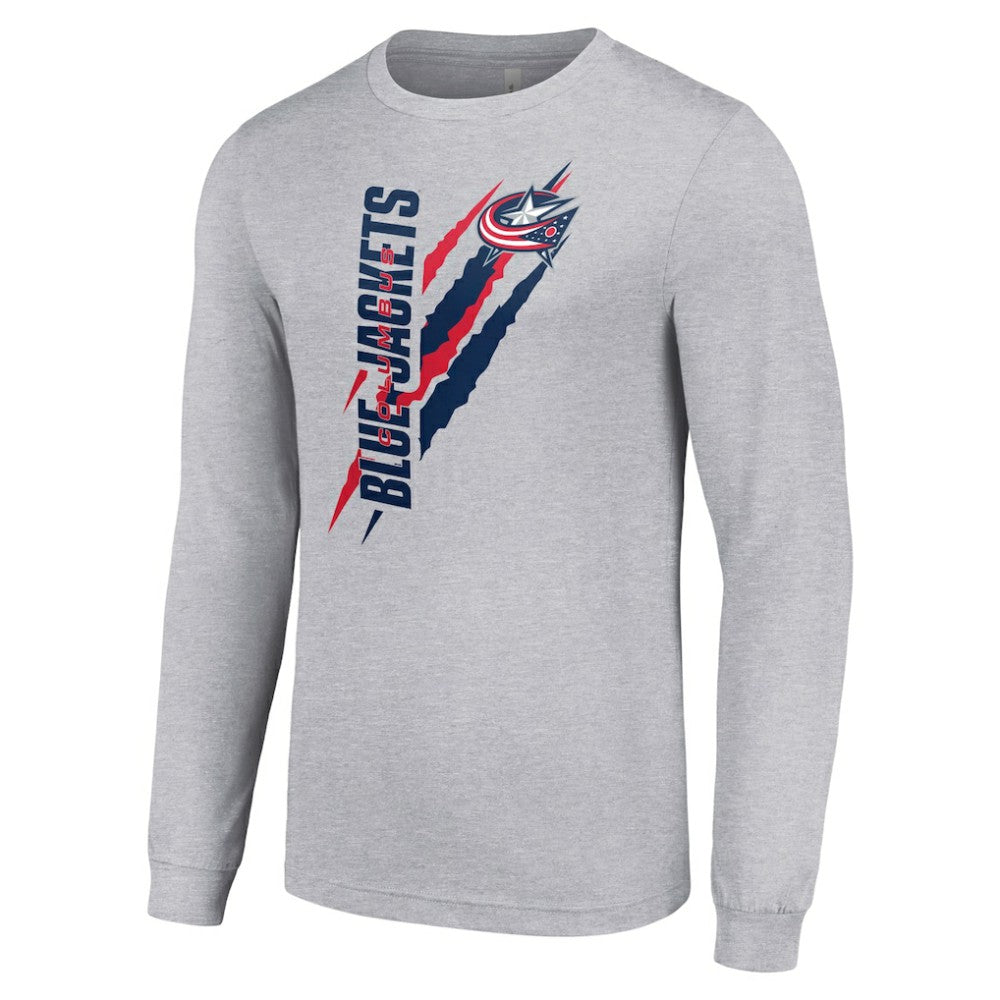 Columbus Blue Jackets - Starter Color Scratch Long-Sleeve T-Shirt Heather Gray