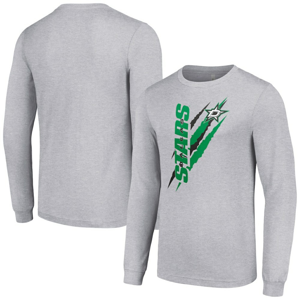 Dallas Stars - Starter Color Scratch Long-Sleeve T-Shirt Heather Gray