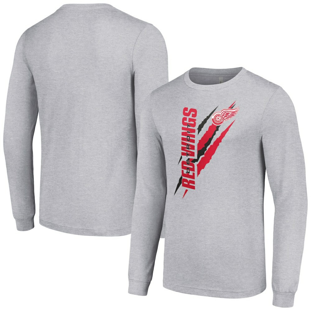 Detroit Red Wings - Starter Color Scratch Long-Sleeve T-Shirt Heather Gray