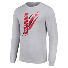 Detroit Red Wings - Starter Color Scratch Long-Sleeve T-Shirt Heather Gray