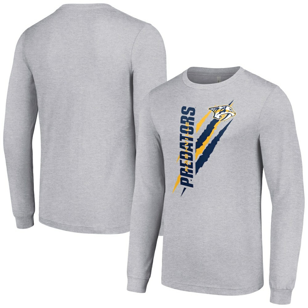 Nashville Predators - Starter Color Scratch Long-Sleeve T-Shirt Heather Gray