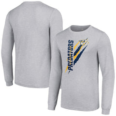 Nashville Predators - Starter Color Scratch Long-Sleeve T-Shirt Heather Gray