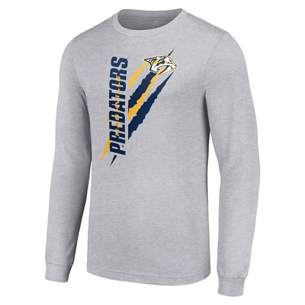 Nashville Predators - Starter Color Scratch Long-Sleeve T-Shirt Heather Gray