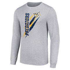 Nashville Predators - Starter Color Scratch Long-Sleeve T-Shirt Heather Gray