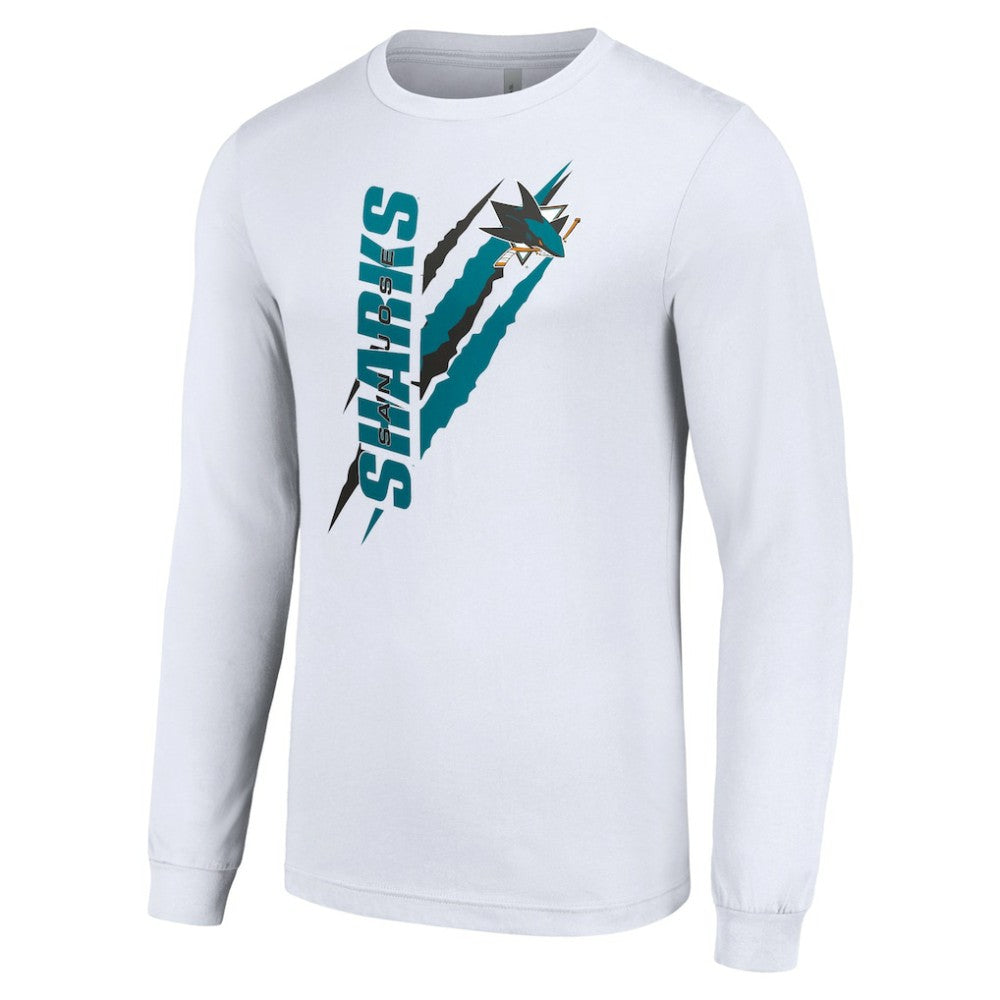 San Jose Sharks - Starter Color Scratch Long-Sleeve T-Shirt White
