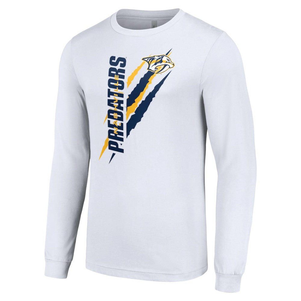 Nashville Predators - Starter Color Scratch Long-Sleeve T-Shirt White