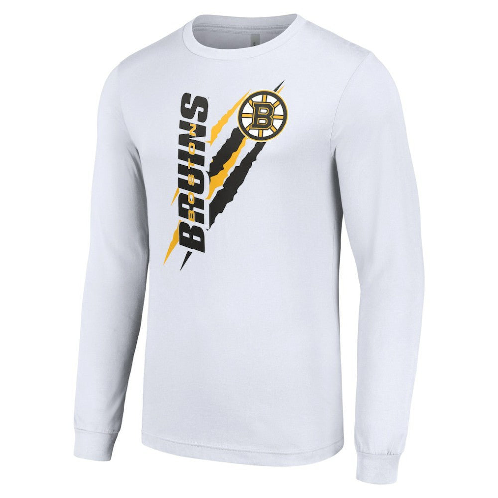 Boston Bruins Starter Color Scratch Long-Sleeve T-Shirt White