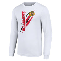 Chicago Blackhawks Starter Color Scratch Long-Sleeve T-Shirt White