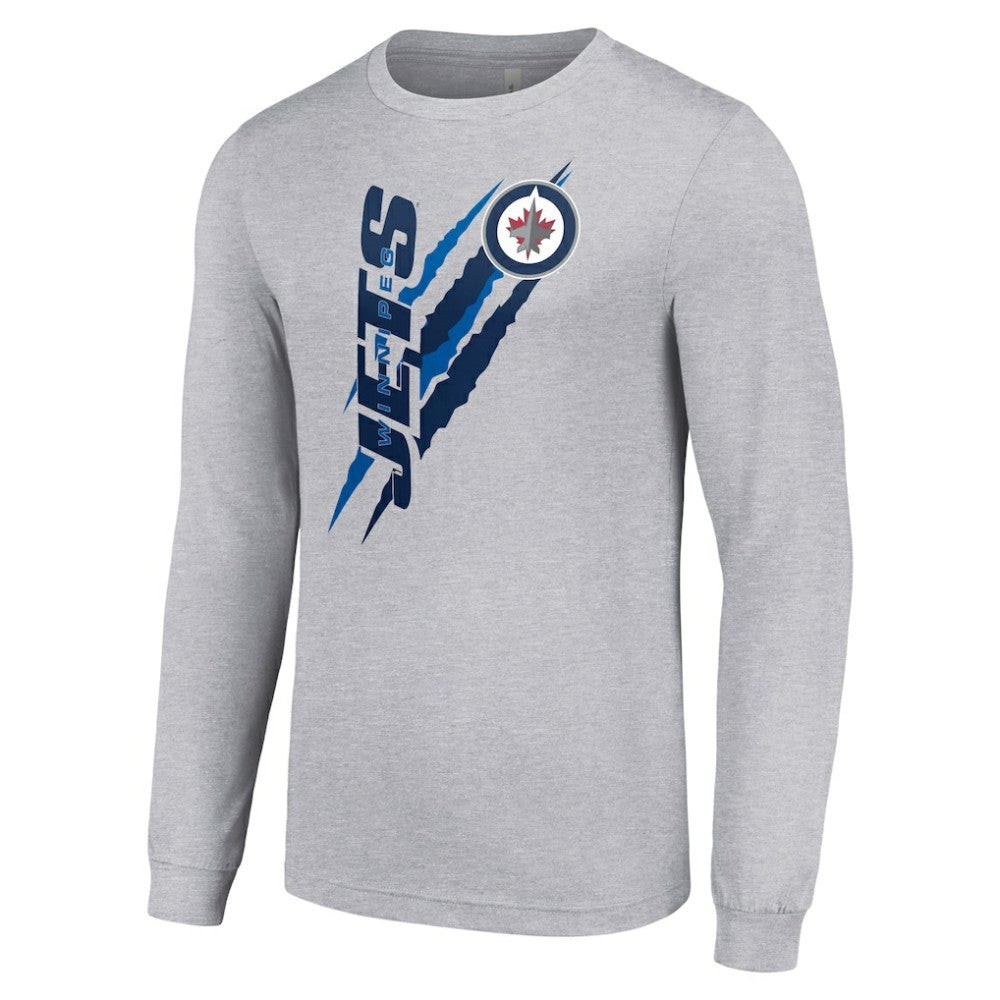 Winnipeg Jets - Starter Color Scratch Long-Sleeve T-Shirt Heather Gray