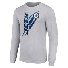 Winnipeg Jets - Starter Color Scratch Long-Sleeve T-Shirt Heather Gray