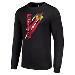 Chicago Blackhawks Starter Color Scratch Long-Sleeve T-Shirt Black