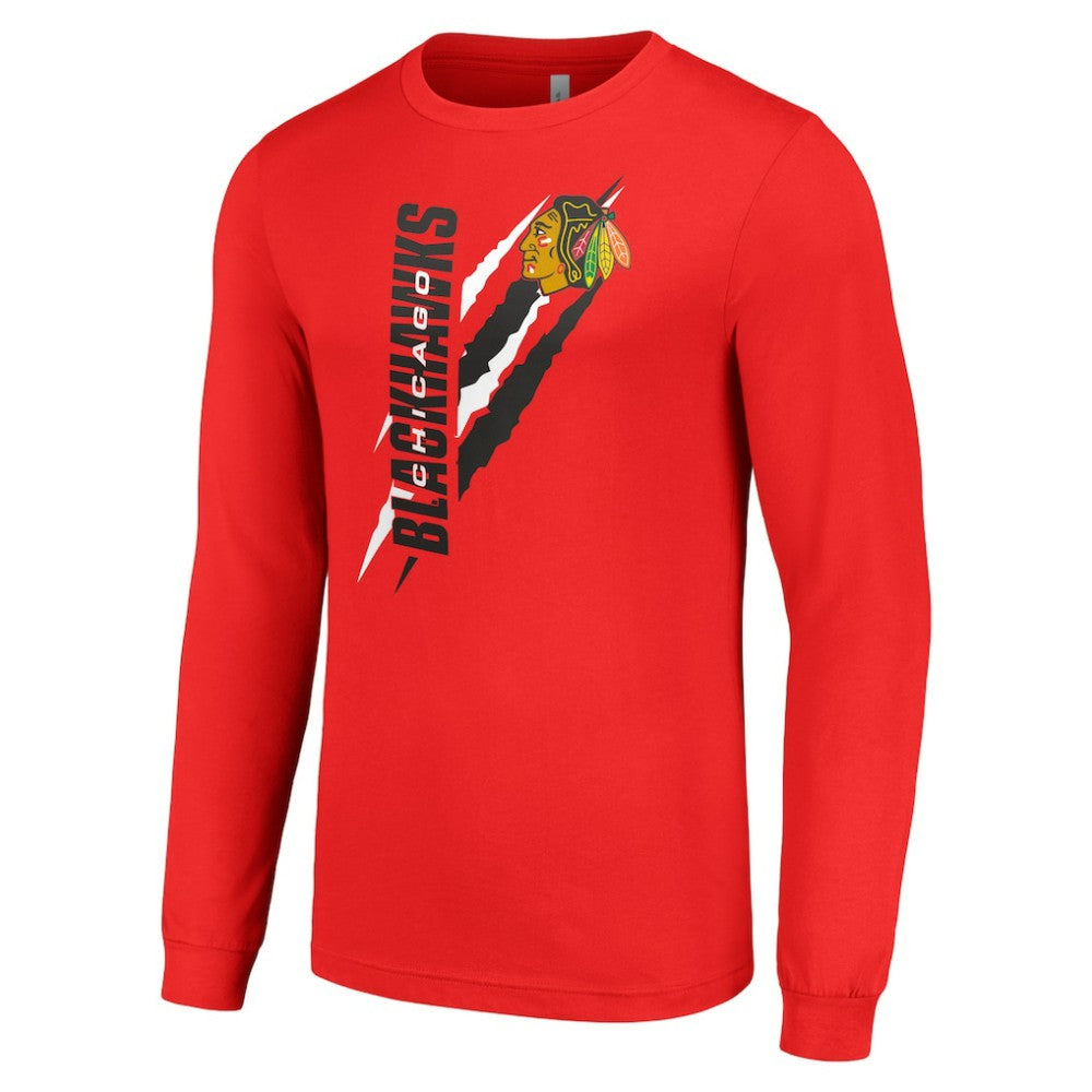 Chicago Blackhawks Starter Color Scratch Long-Sleeve T-Shirt Red