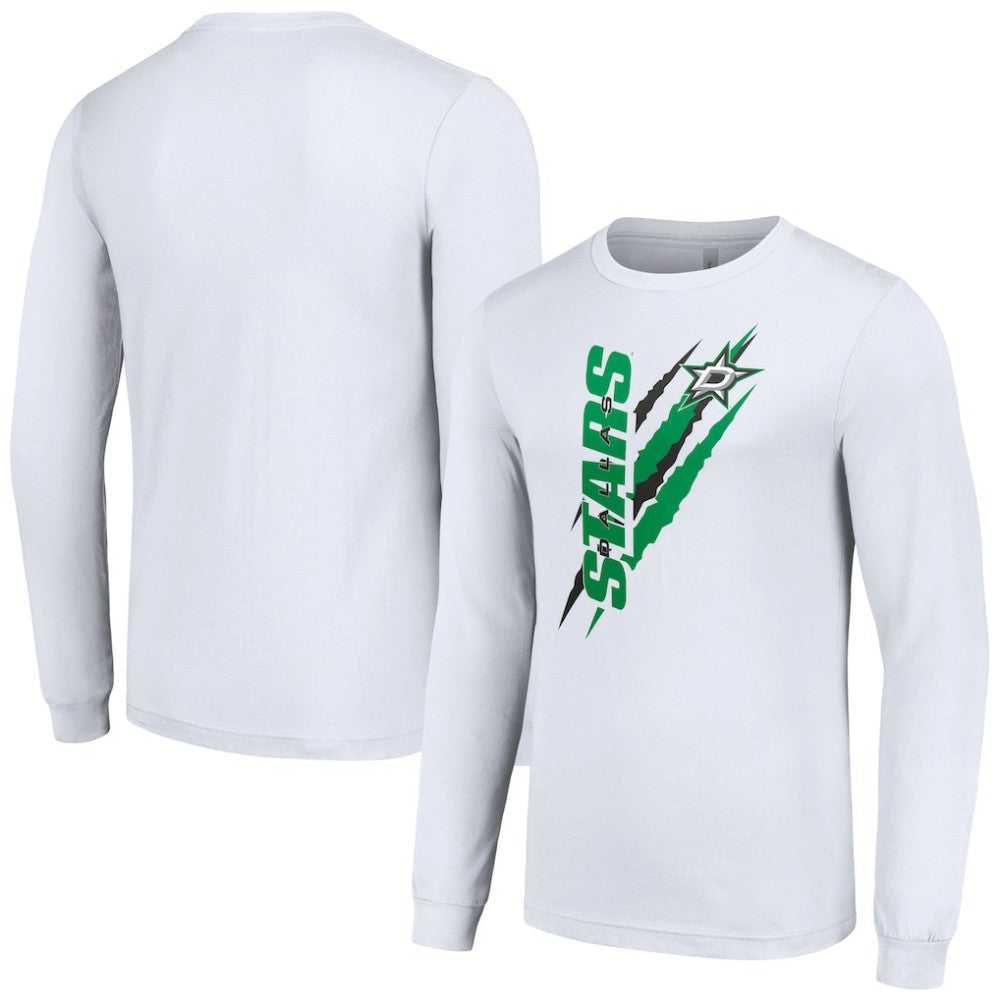 Dallas Stars - Starter Color Scratch Long-Sleeve T-Shirt White