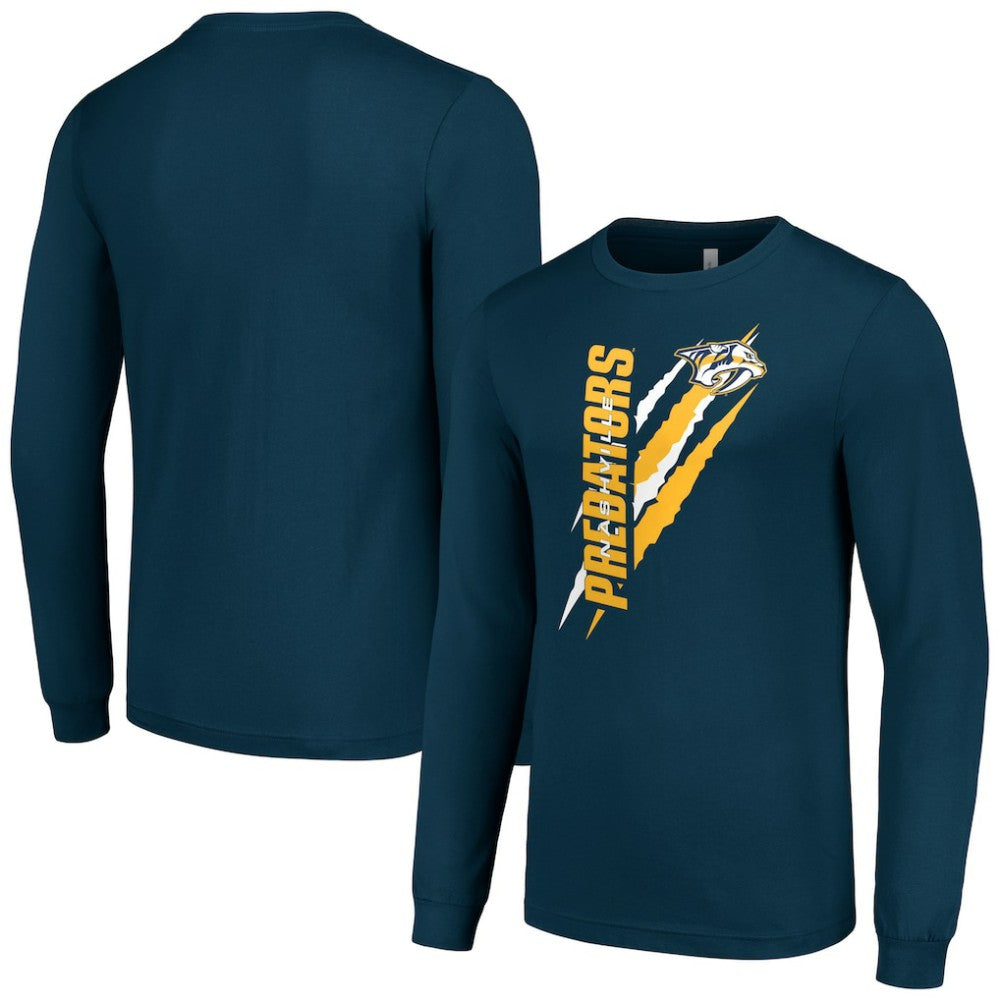 Nashville Predators - Starter Color Scratch Long-Sleeve T-Shirt Navy