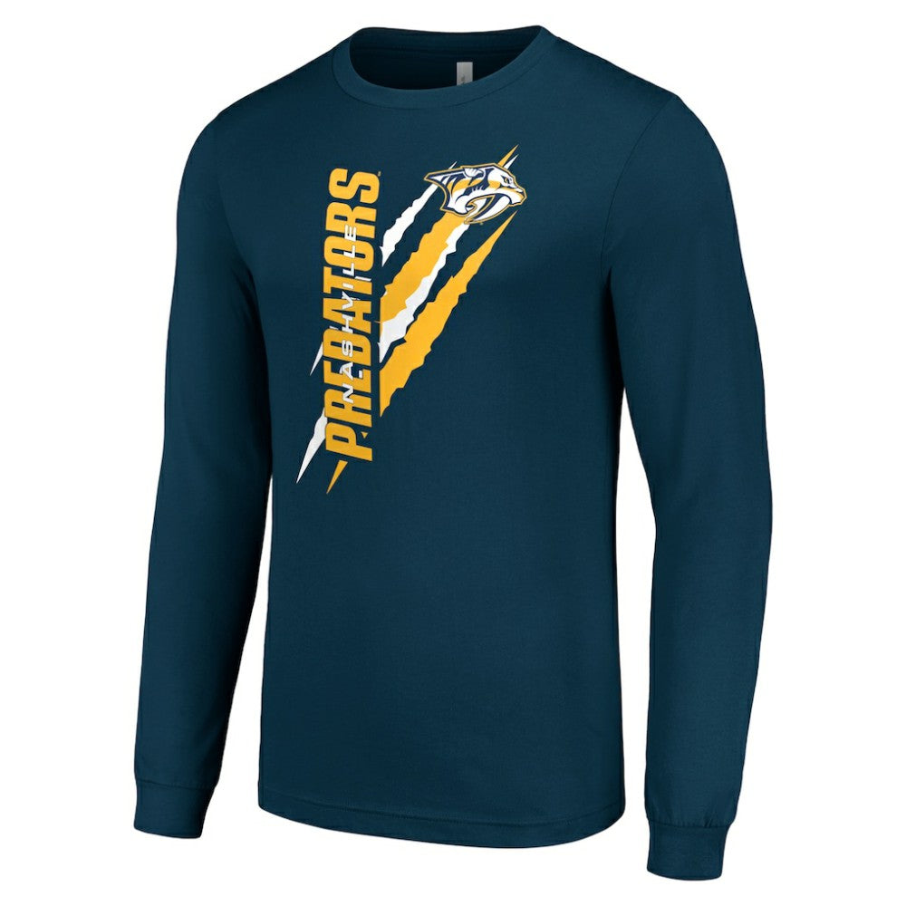 Nashville Predators - Starter Color Scratch Long-Sleeve T-Shirt Navy