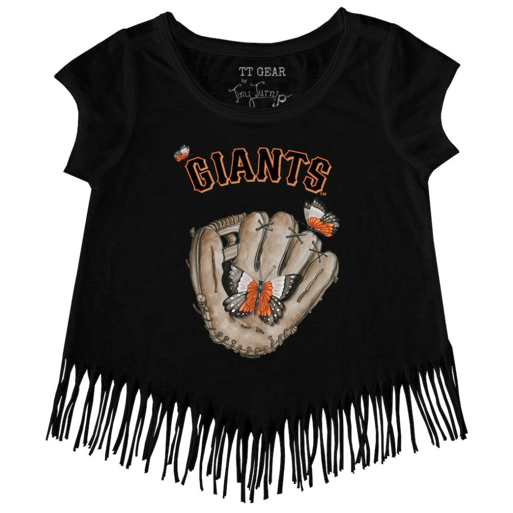 San Francisco Giants Tiny Turnip Girls Youth Butterfly Glove Fringe T-Shirt Clearance