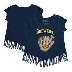 Milwaukee Brewers Tiny Turnip Girls Youth Butterfly Glove Fringe T-Shirt Lifestyle