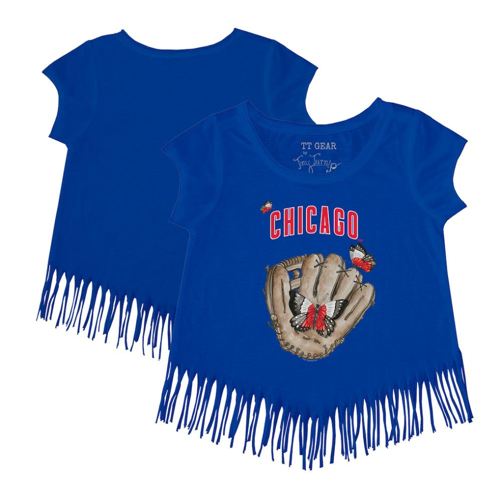 Chicago Cubs Tiny Turnip Girls Youth Butterfly Glove Fringe T-Shirt Near Me