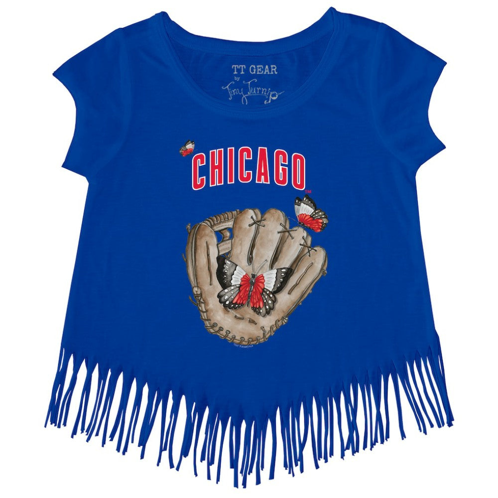 Chicago Cubs Tiny Turnip Girls Youth Butterfly Glove Fringe T-Shirt Near Me