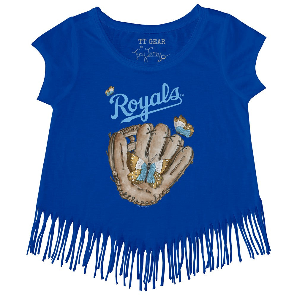 Kansas City Royals Tiny Turnip Girls Youth Butterfly Glove Fringe T-Shirt Sale
