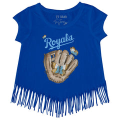 Kansas City Royals Tiny Turnip Girls Youth Butterfly Glove Fringe T-Shirt Sale