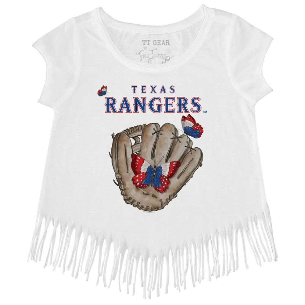 Texas Rangers Tiny Turnip Girls Youth Butterfly Glove Fringe T-Shirt Online