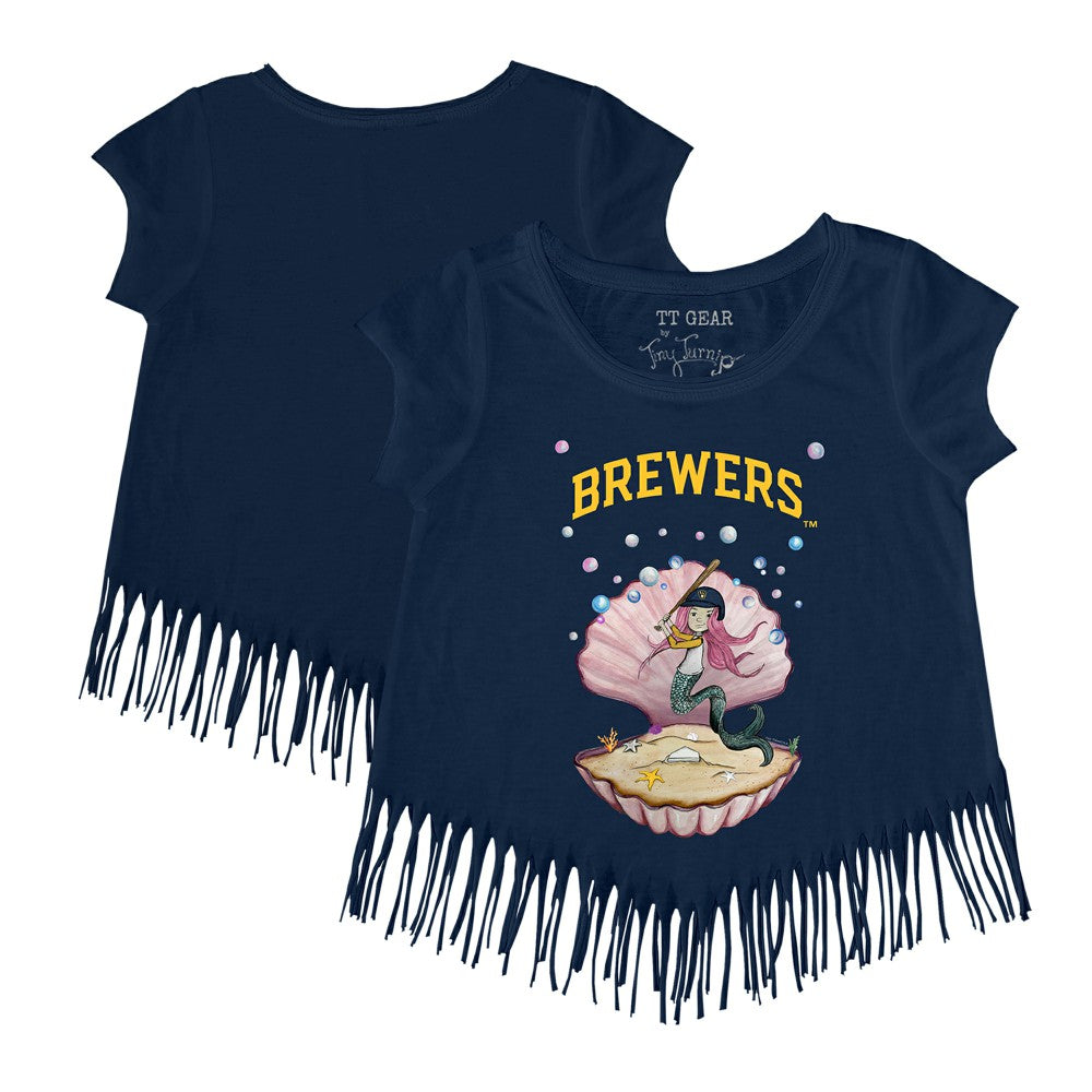 Milwaukee Brewers Tiny Turnip Girls Youth Mermaid Fringe T-Shirt On Sale