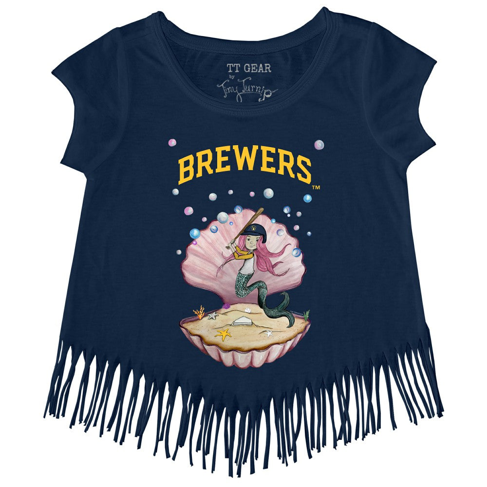 Milwaukee Brewers Tiny Turnip Girls Youth Mermaid Fringe T-Shirt On Sale