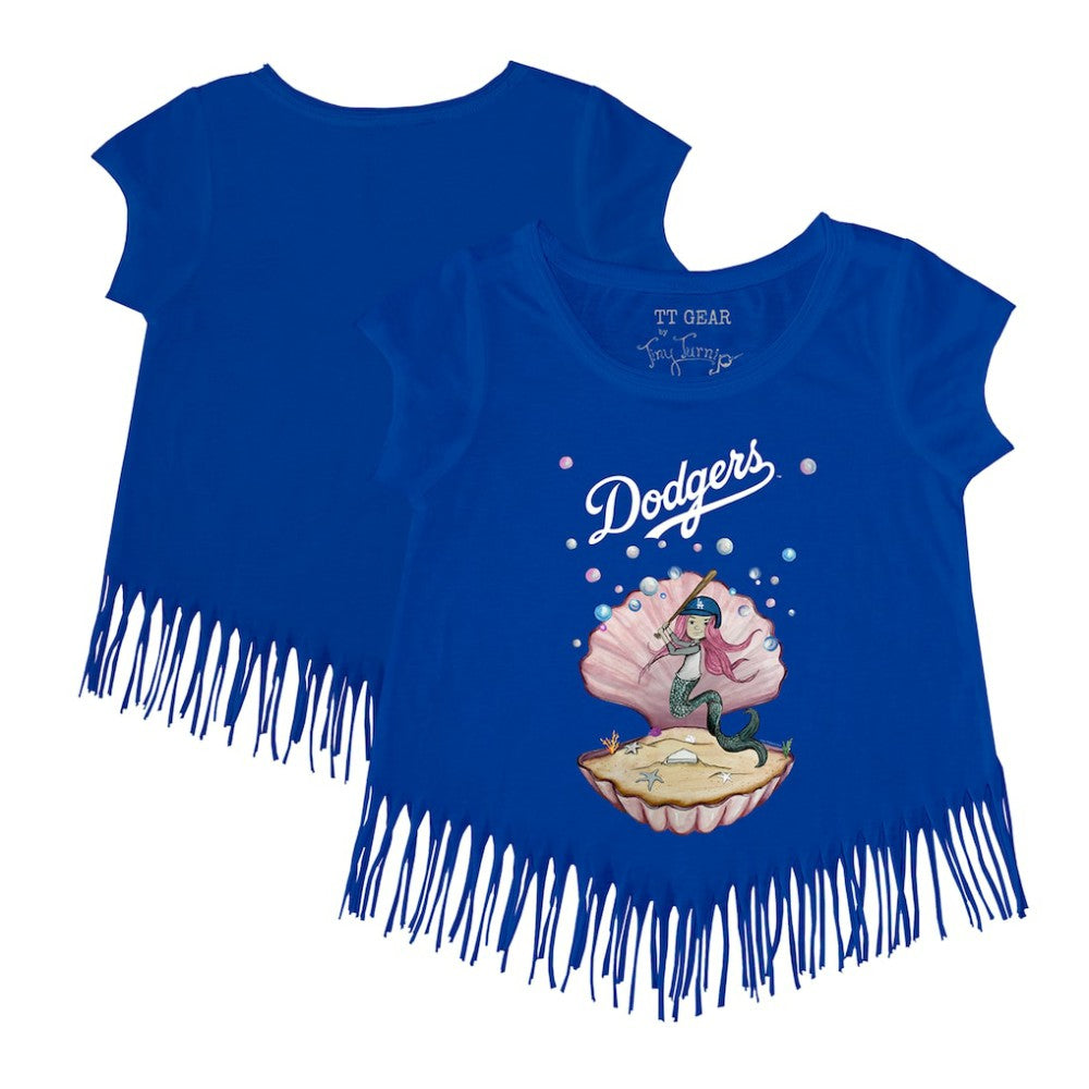 Los Angeles Dodgers Tiny Turnip Girls Youth Mermaid Fringe T-Shirt Clearance