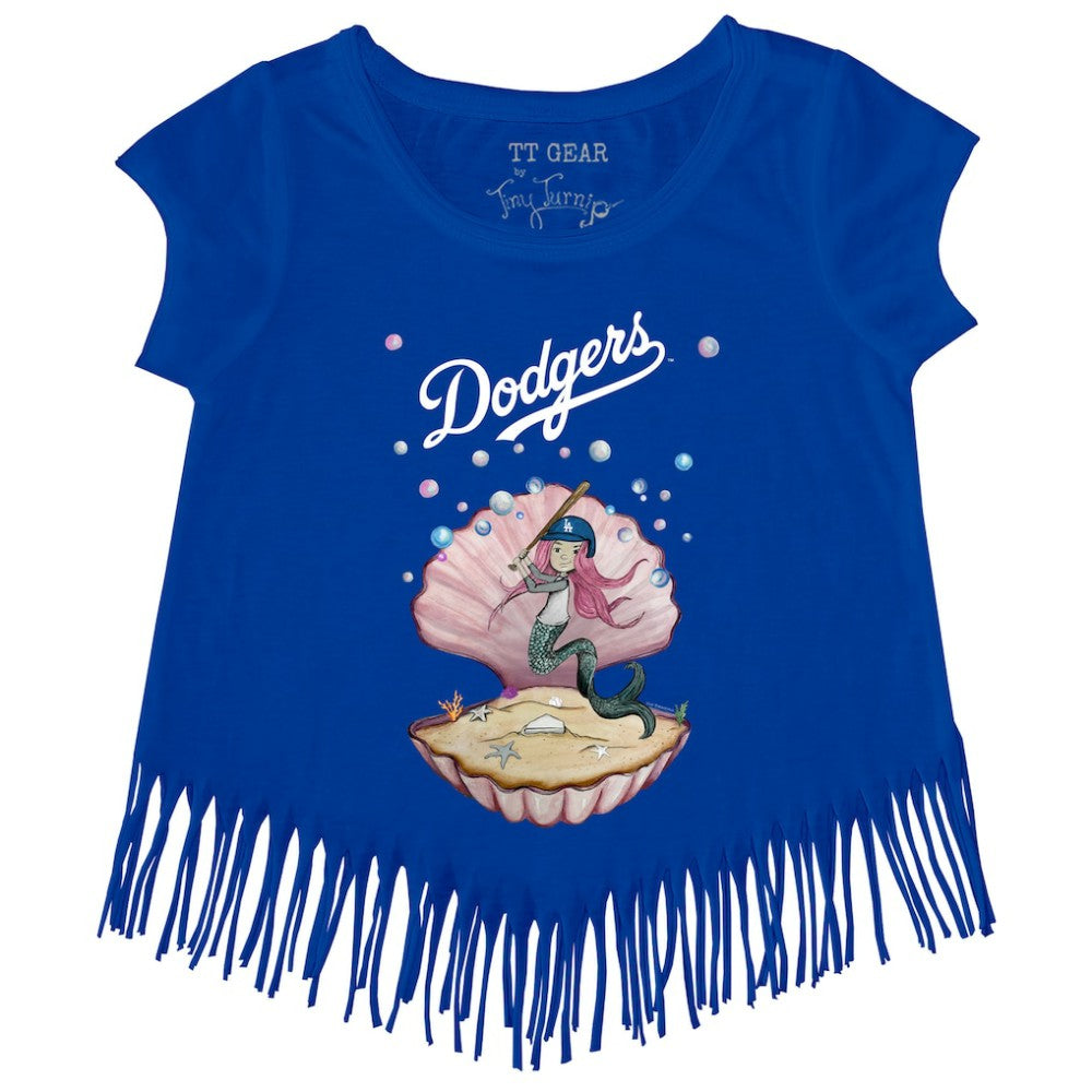 Los Angeles Dodgers Tiny Turnip Girls Youth Mermaid Fringe T-Shirt Clearance
